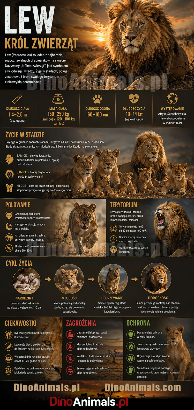 Lew Infografika by DinoAnimals.pl