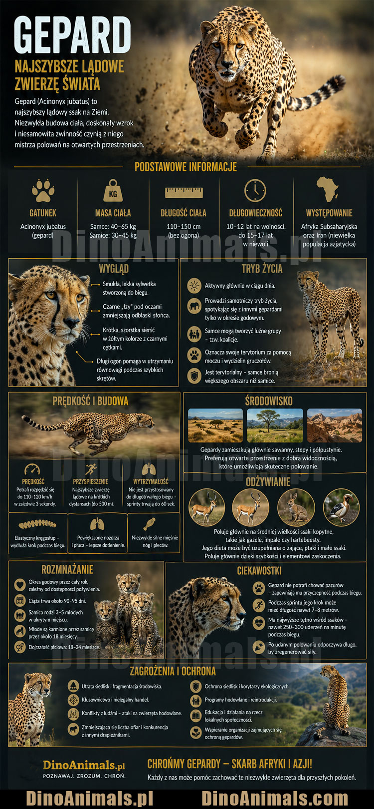 Gepard Infografika by DinoAnimals.pl
