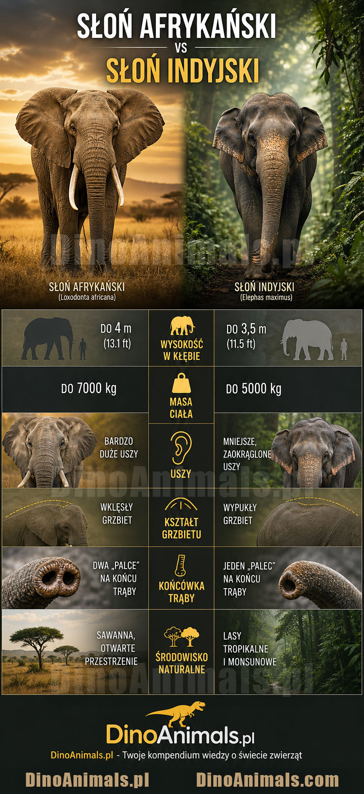 Słoń Infografika by DinoAnimals.pl