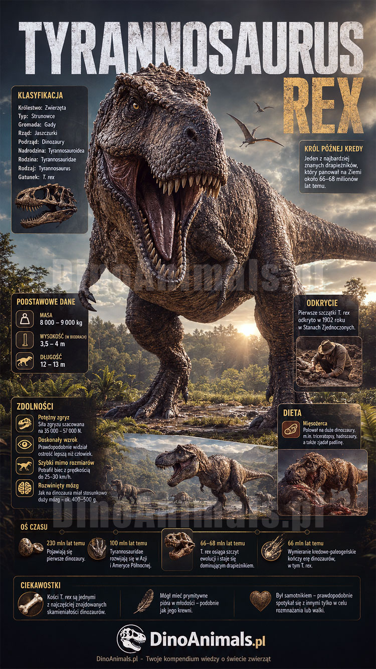 Tyranozaur Infografika by DinoAnimals.pl