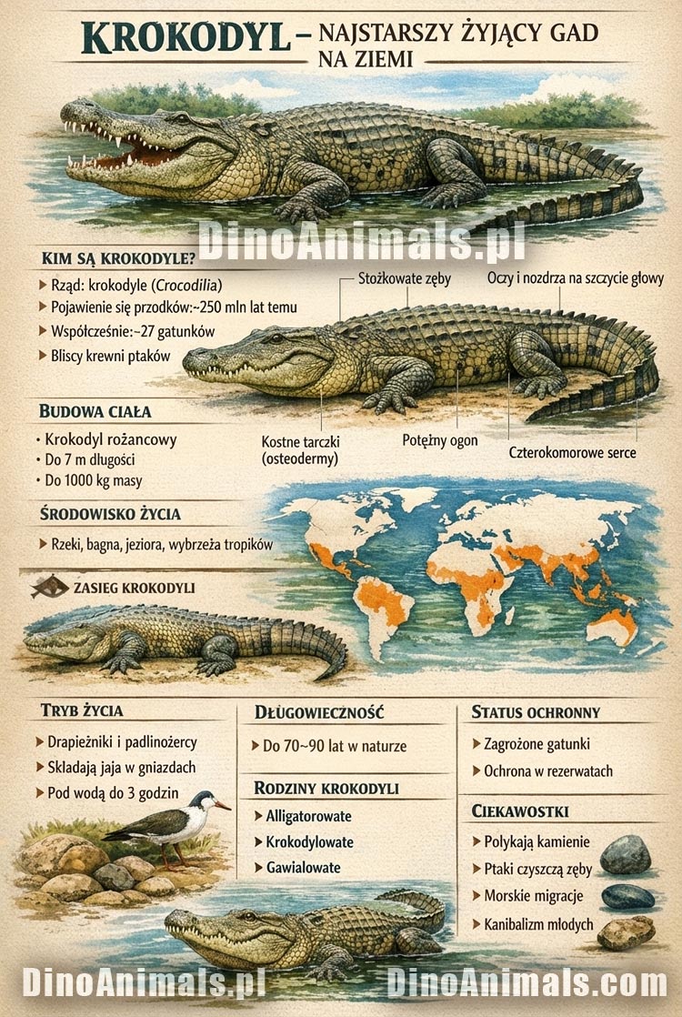 Krokodyl - infografika by DinoAnimals.pl