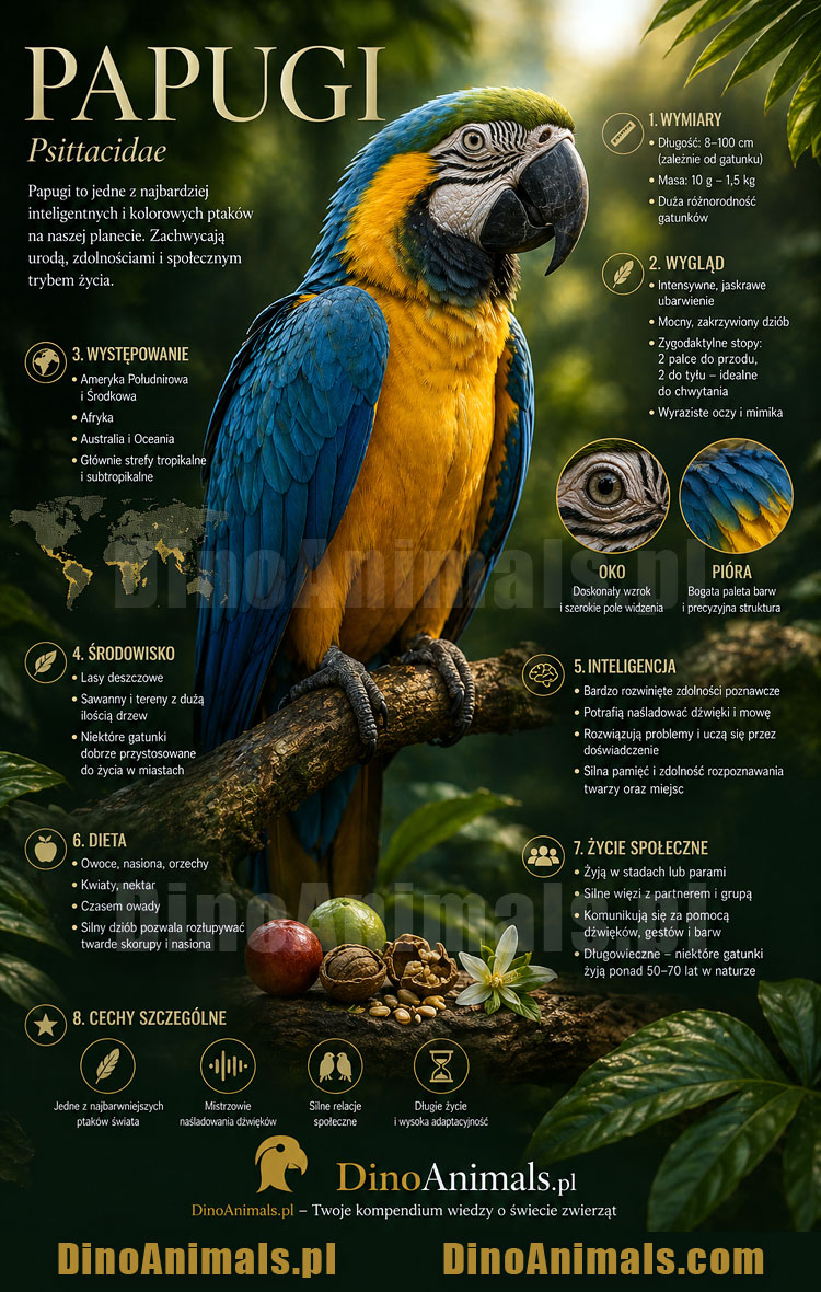 Papugi Infografika by DinoAnimals.pl