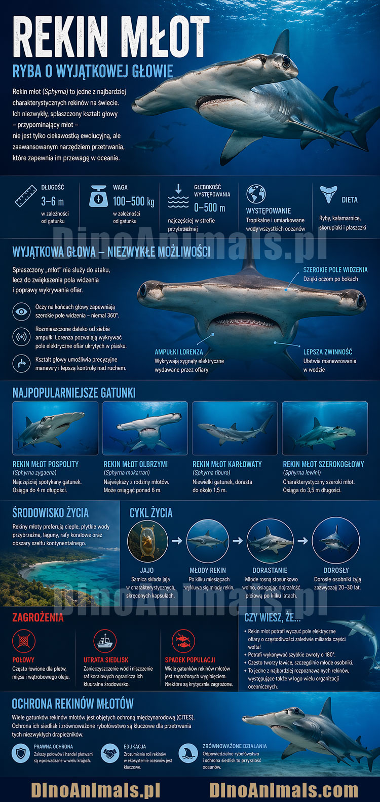 Rekin młot Infografika by DinoAnimals.pl