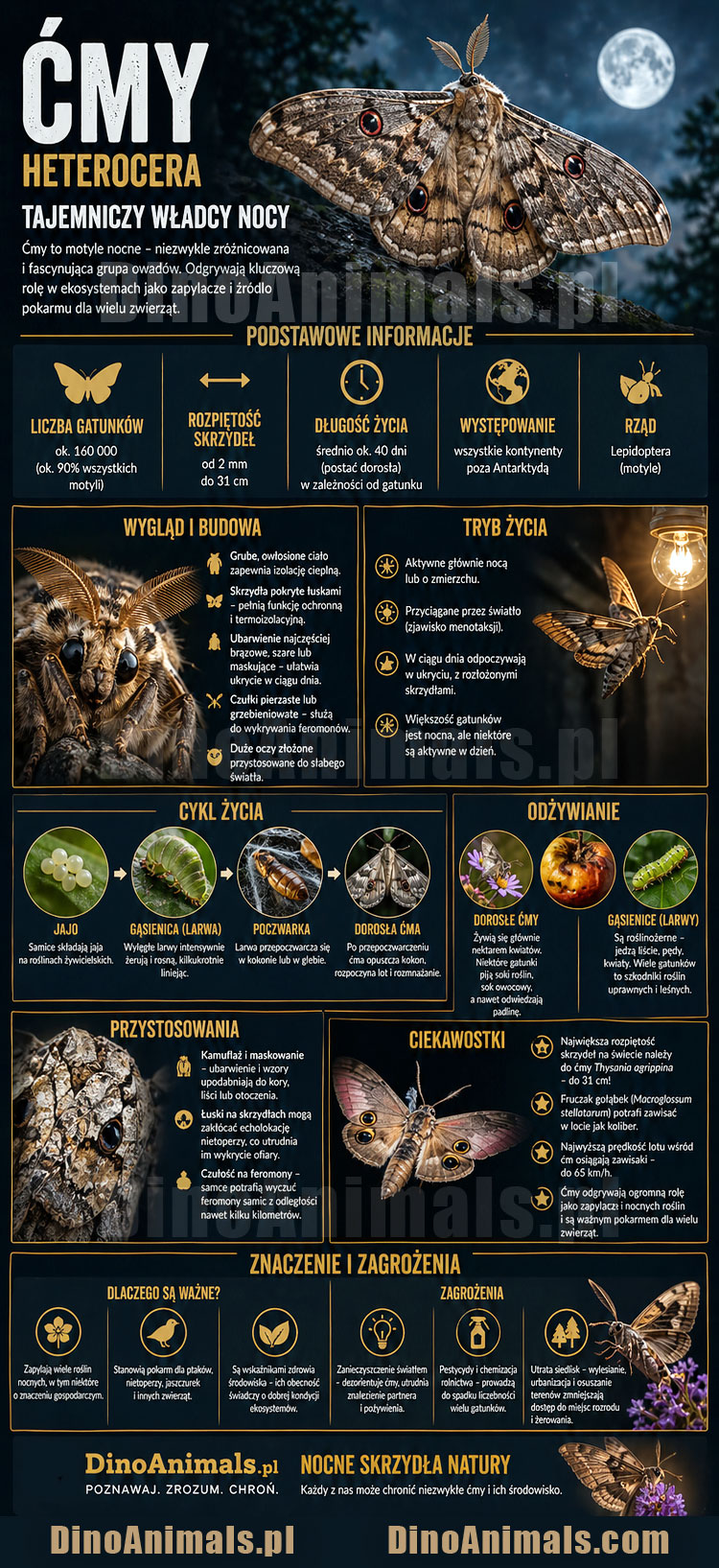 Ćmy Infografika by DinoAnimals.pl