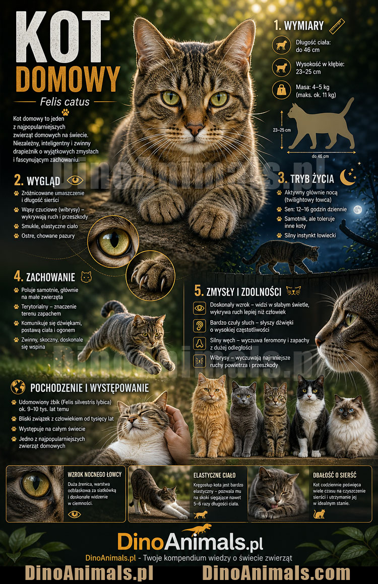 Kot domowy (Felis catus) Infografika by DinoAnimals.pl
