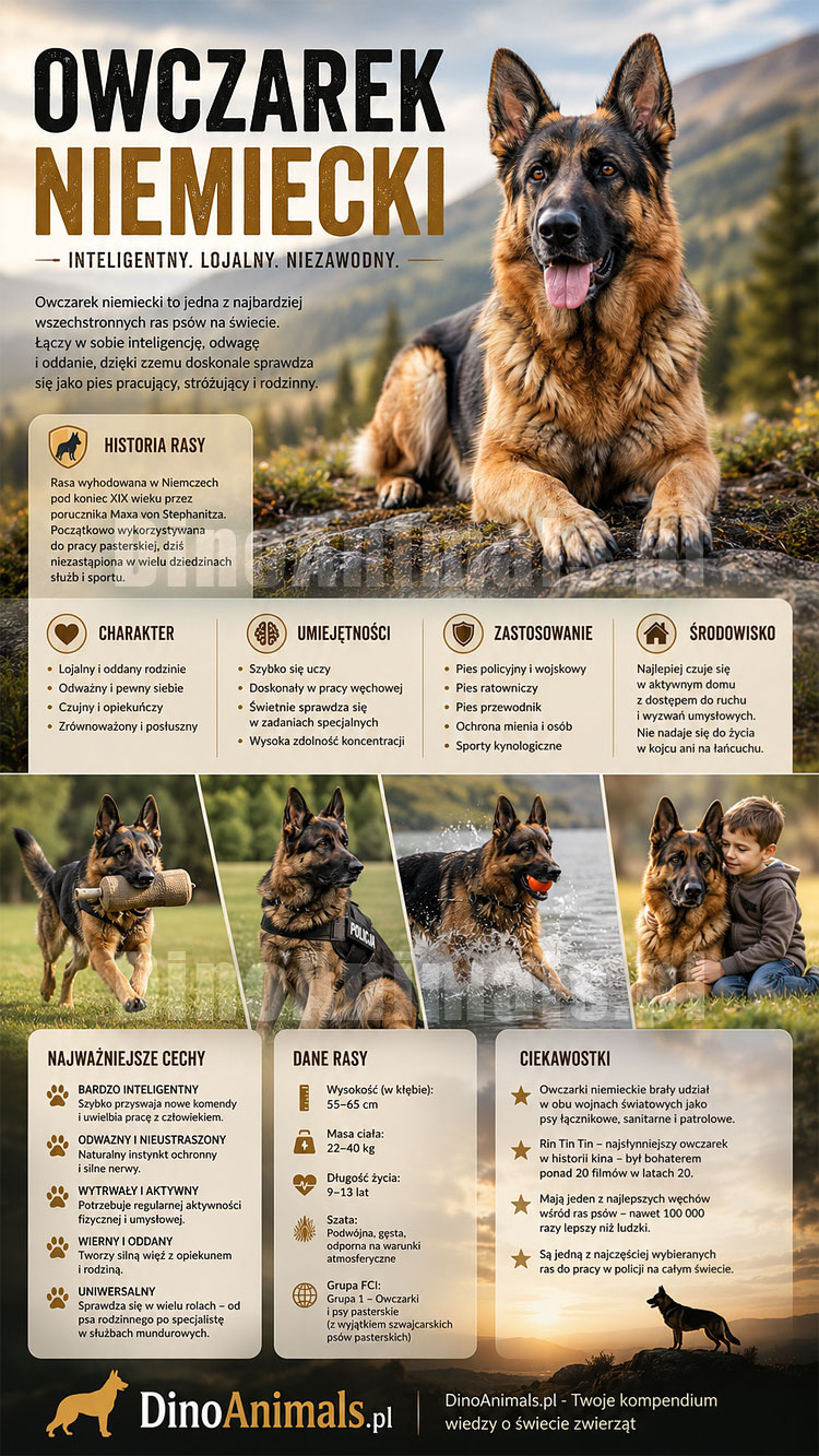 Owczarek niemiecki Infografika by DinoAnimals.pl
