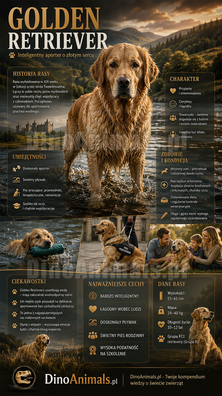 Golden retriever Infografika by DinoAnimals.pl