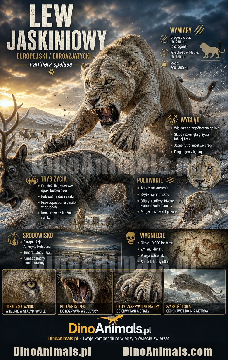 Lew jaskiniowy Infografika by DinoAnimals.pl