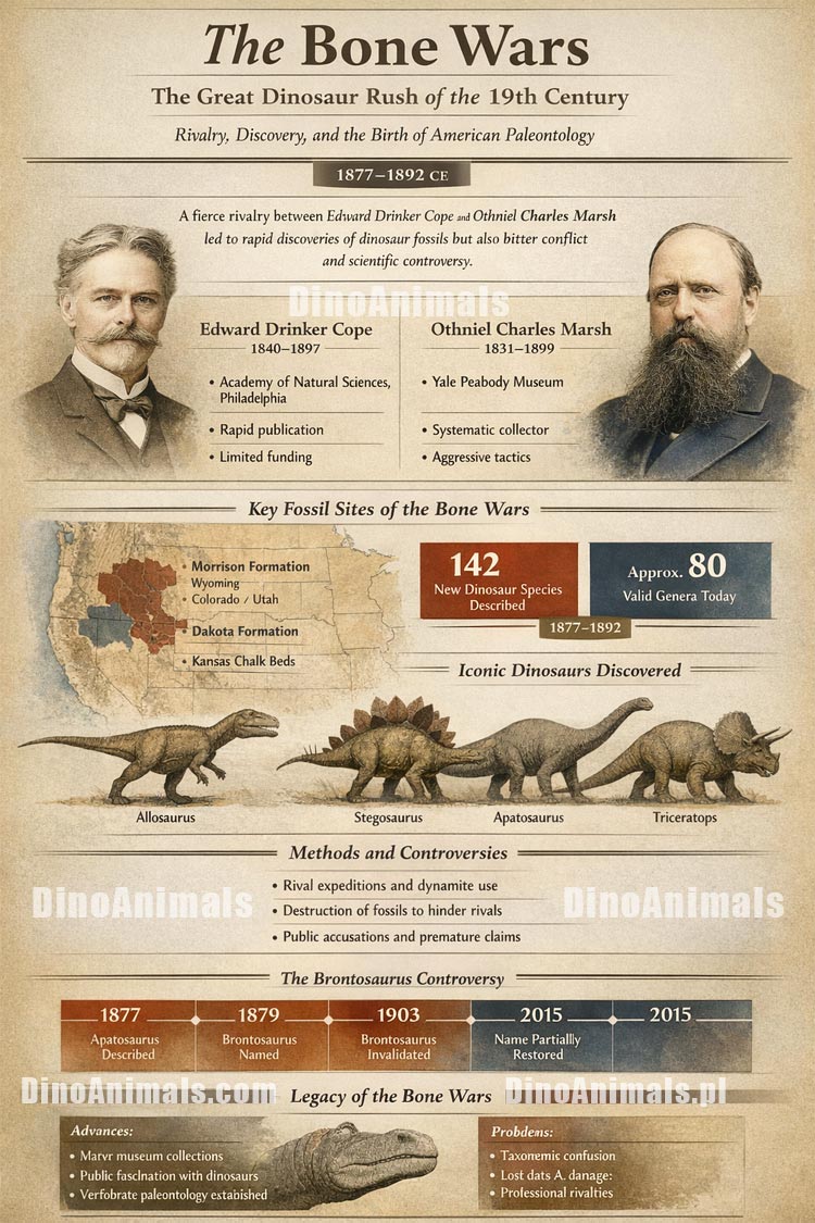 Wojna o kości (Bone Wars) - infografika DinoAnimals