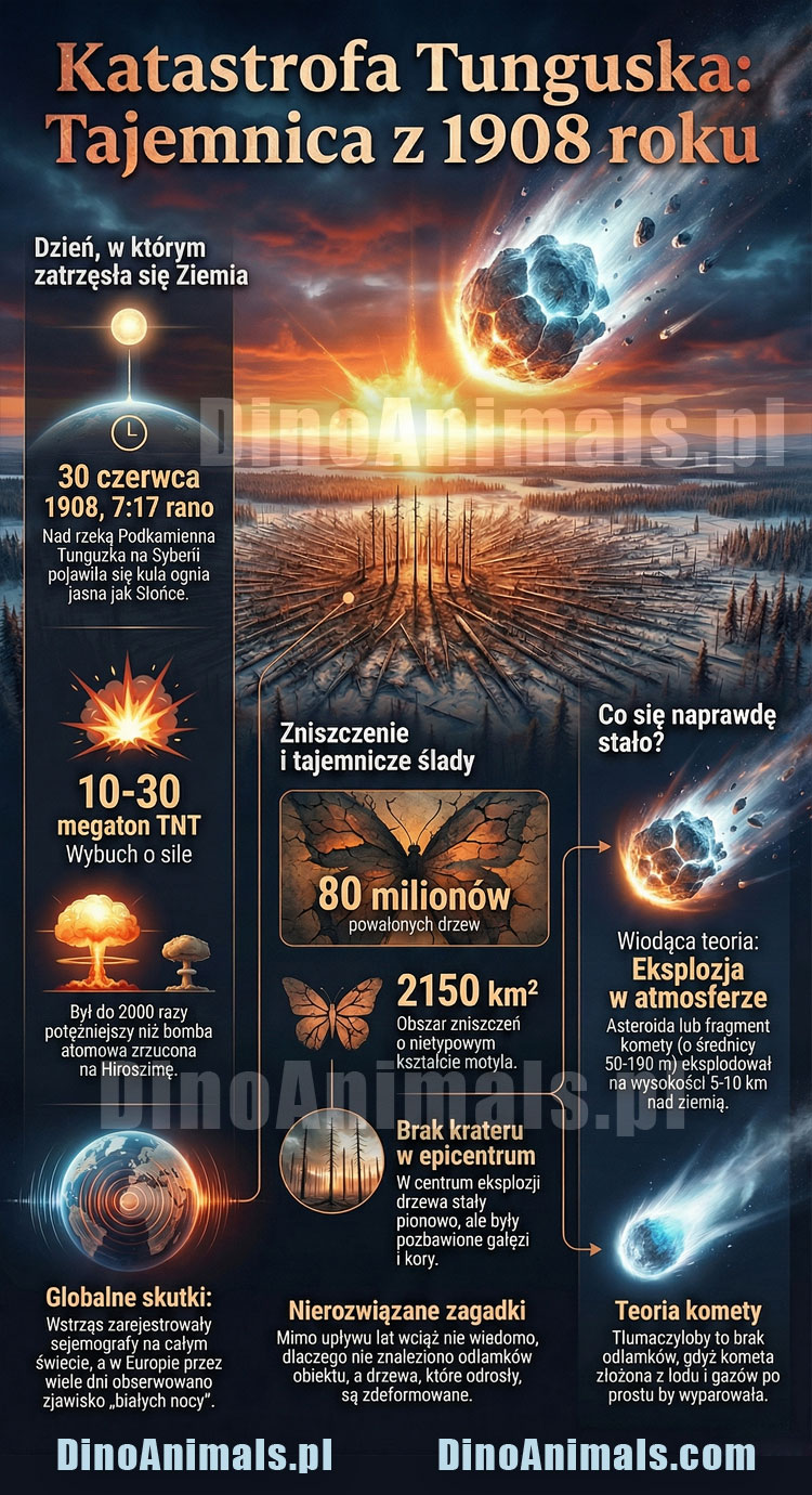 Katastrofa tunguska - infografika by DinoAnimals.pl