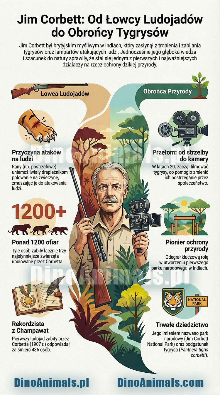 Jim Corbett infografika by DinoAnimals.pl