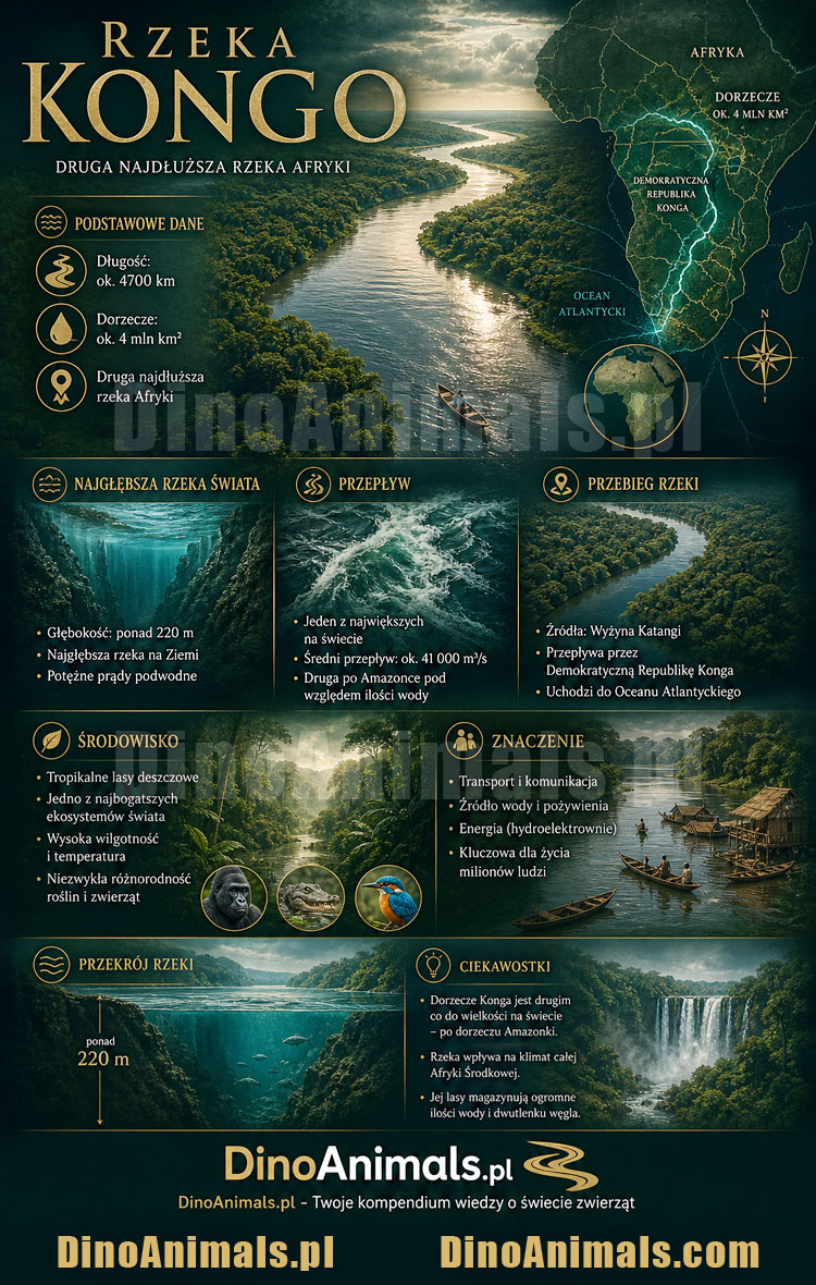 Rzeka Kongo Infografika by DinoAnimals.pl